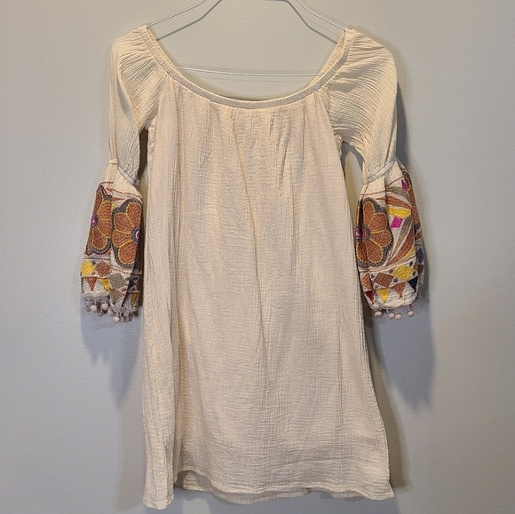 Vava by Joy Han Cream Embroidered 100% Cotton Dress Size Small - Picture 1 of 5